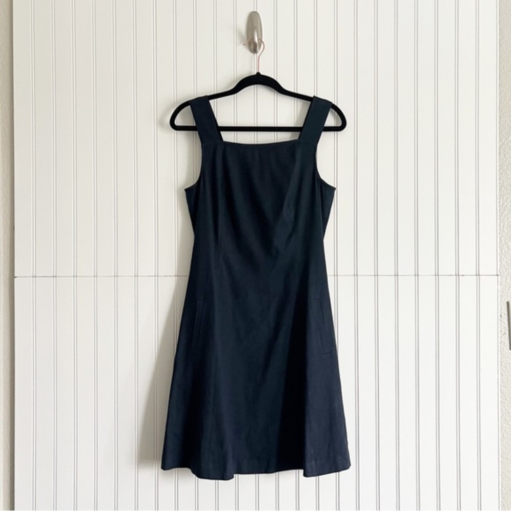 Theory Size 8 Navy Elexis Fit and Flare Linen Blend Dress